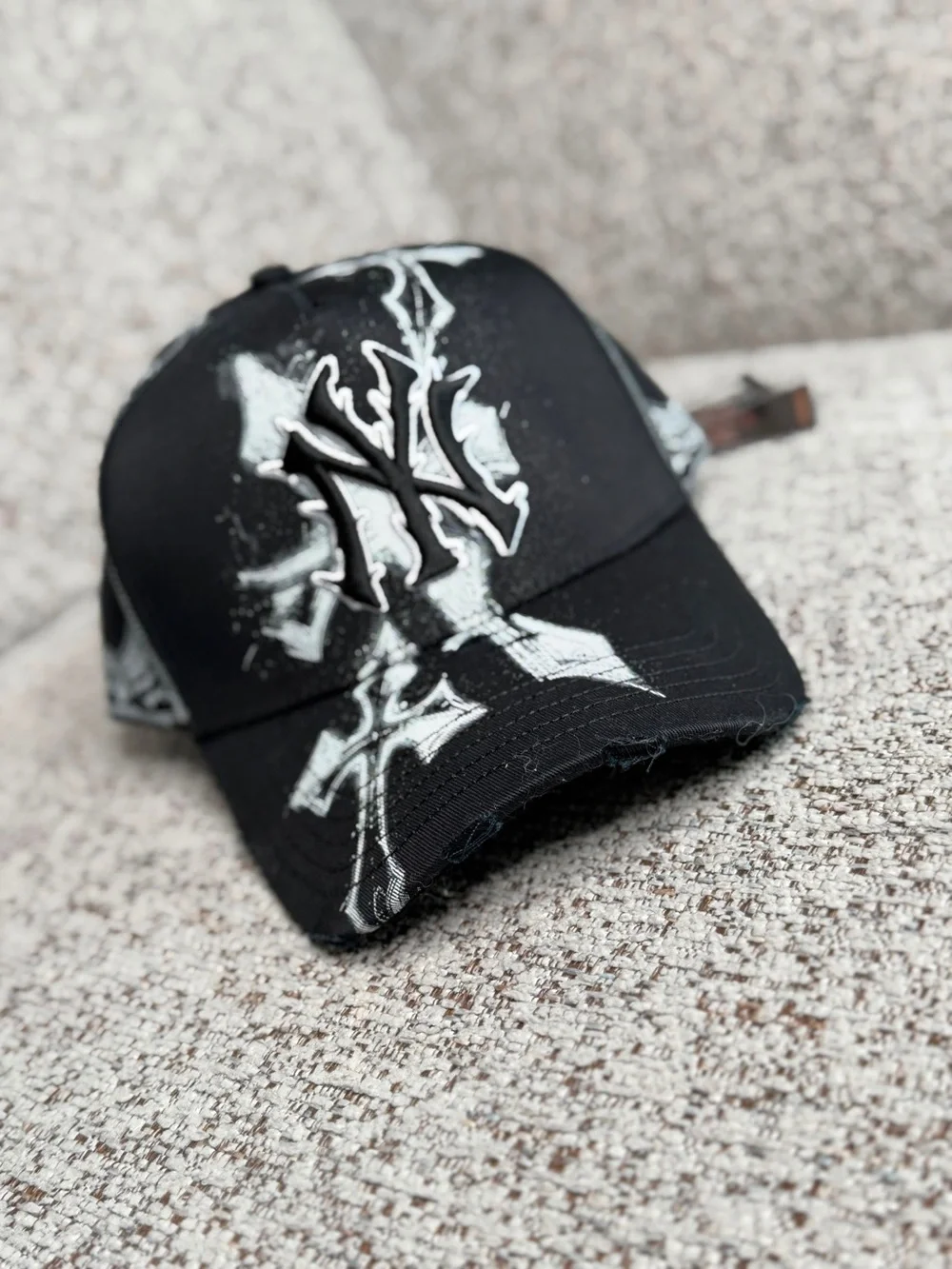 Black Distressed Baseball Cap